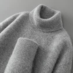 Men`s Pure Wool High Neck Pullover