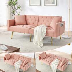 Modern velvet two-seater sofa, 3-level adjustable