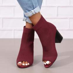 Modes Peep Toe melns audums adīšana