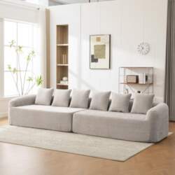 Modular compression sofa made of chenille