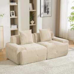 Modular compression sofa made of chenille