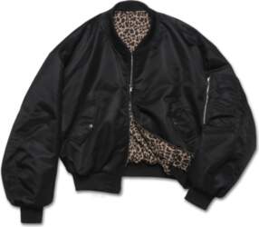 Rockpsycho Leopard Bomber Jacket Black Black/L