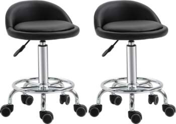 Rolling Stool with Backrest 57-72 cm