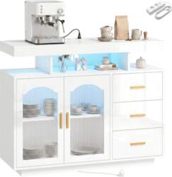 Sideboard with LED Lighting, Built-In Power