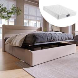 Storage bed upholstered bed hydraulic double