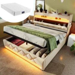 Upholstered Double Bed 140*200, Headboard with