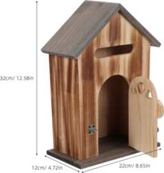 Wall-Mounted Wooden Security Drop Box House-Shaped