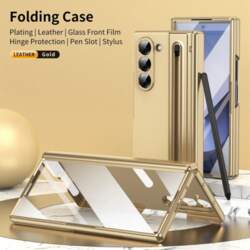 Z Fold7 Hinge Protection Leather Case