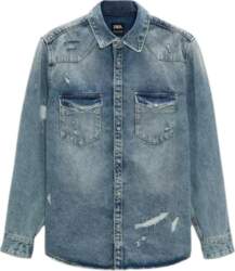 Zara Washed Distressed Long Sleeve Denim