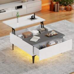 70*70*35cm Height-Adjustable Coffee Table with Hidden