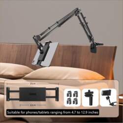 Adjustable Bedside Tablet Stand, Rotatable Long-arm