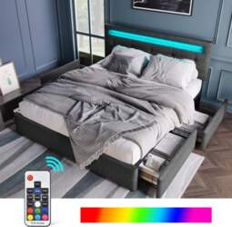 Bed Frame with LED Lighting and