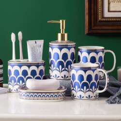 Ceramic bathroom wash five piece set