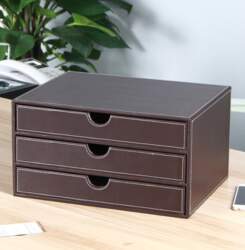 Creative Three-Tier Leather A4 Document Organizer