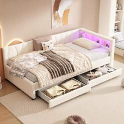 Daybed, 90*200cm, Bed Storage Compartment, USB+Type