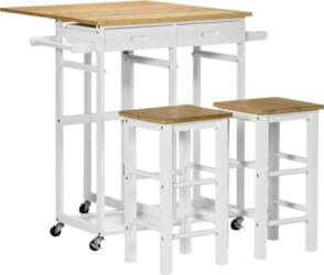 Foldable bar table set with castors