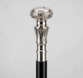 Luxury Engraved Walking Cane with Silver