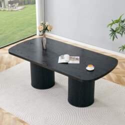 Modern Oval Dining Table with Fluted