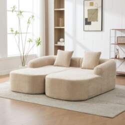 Modular compression sofa, chenille fabric, filled