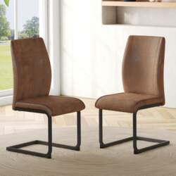 Set of 2 Brown Dining Chairs