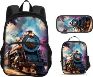 Train round front bag, backpack pencil