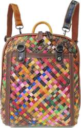 Wind Lady Leather Backpack Handwoven Colored