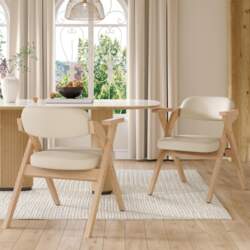 2 Foldable Solid Wood Dining Chairs