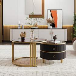 2-in-1 Round MDF Coffee Table, Side