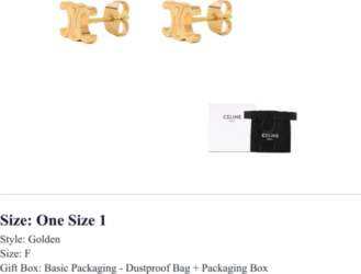CELINE Triomphe Studs In Brass With