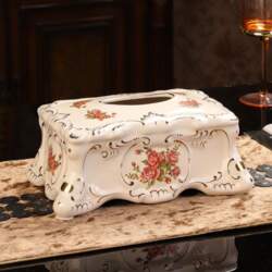 Ceramic Ttissue Box/European Style Floral Pattern