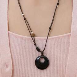 Circle Ring Tide Leather String Long