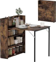 Folding Dining Table with Shelf, Industrial