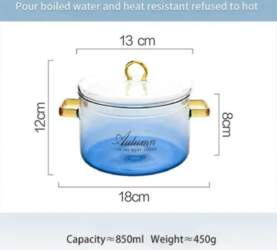 Gradient Color Glass Saucepan Pot With