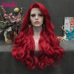 Imstyle Red Wig Long Synthetic Lace