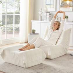 Lazy sofa with backrest and footstool