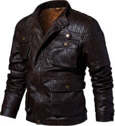 Man`s Leather Jacket Jacket with Zipper