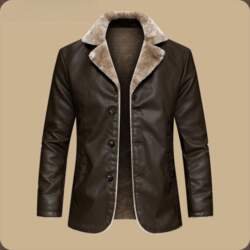 Men`s Long Leather Coat PU Jacket
