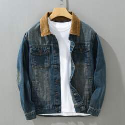 Men`s Retro Patchwork Denim Jacket -