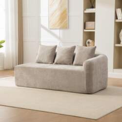Modular compression sofa made of chenille