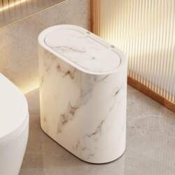 Oval Press-Type Spring-Lid Trash Can,Bathroom