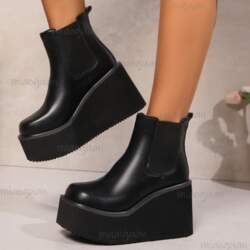 Size 35-42 Platform Wedge Heel Black
