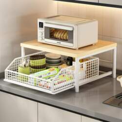 Space-Saving 2-Tier Pull-Out Rack | Printer/Microwave