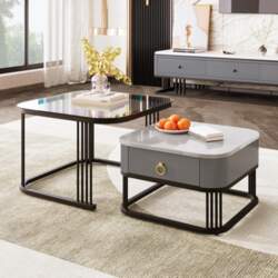 Stackable Coffee Table: High-Gloss Marble Look