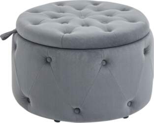 Stool, Round, with Storage Compartment, Quilted