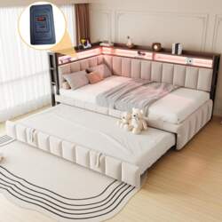 Upholstered sofa bed 90x200cm with pull-out