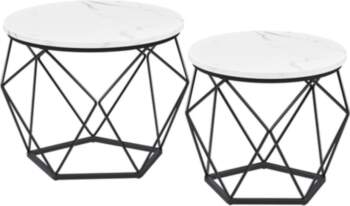 VASAGLE Round Coffee Tables, Set of