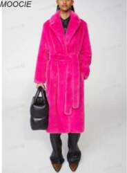 Winter Faux Rabbit Fur Coat Long
