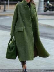 Womens Long Wool Blend Coat Winter