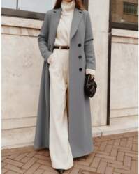 Womens Long Wool Blend Coat Winter