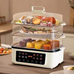 110V Multi-Functional 3-Layer Electric Steamer: Steaming